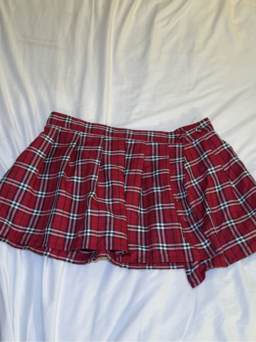 Spirit Red Plaid Pleated Mini Skirt LG/XL